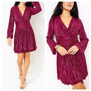 Lilly Pulitzer Long Sleeve Dress in Shimmering Magenta
